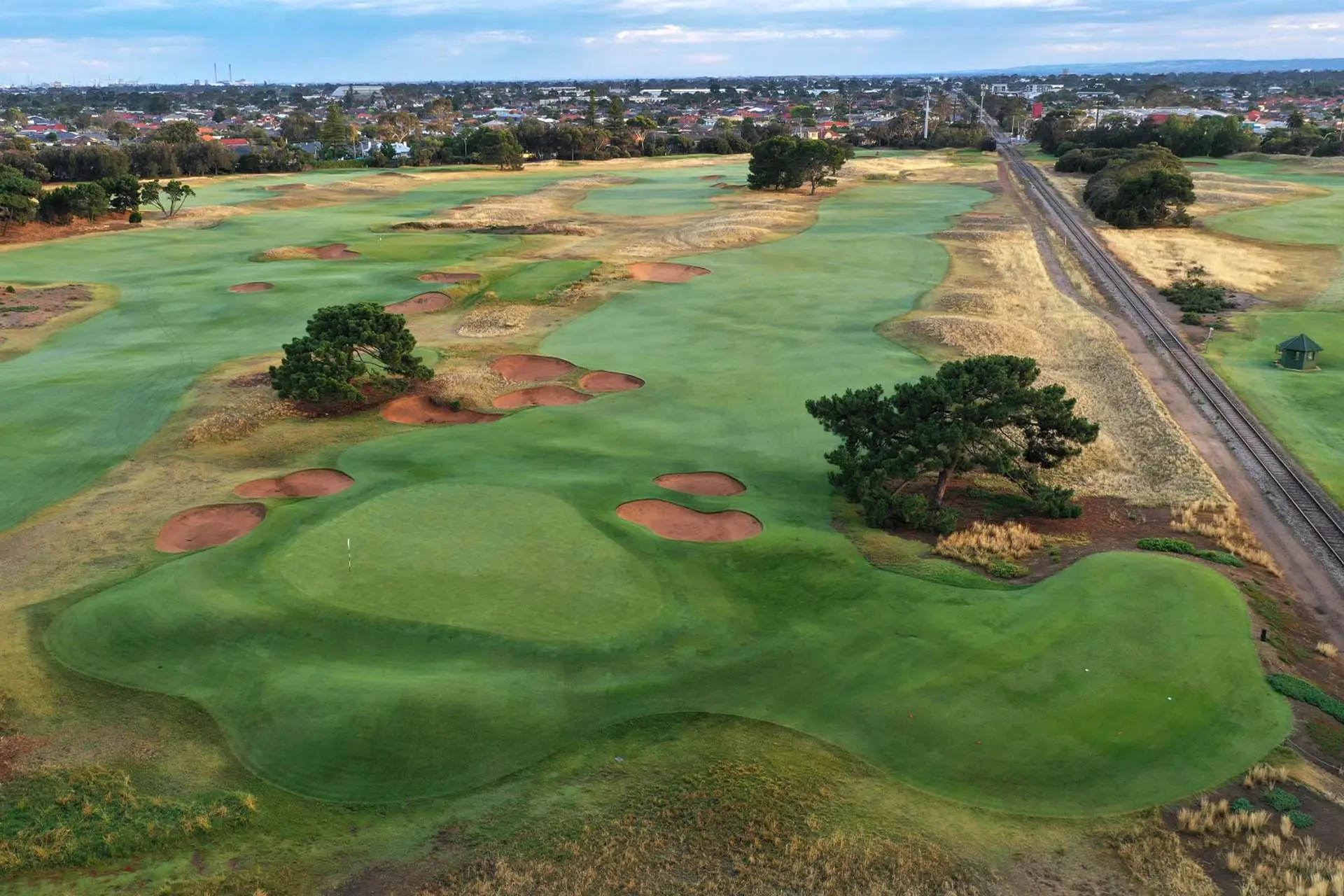 Royal Adelaide Golf Club - Par 5, 2nd Hole & Railway Line / Photo: Gary Lisbon Golf Photography